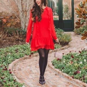 BCBGeneration Long Sleeve Red Dress